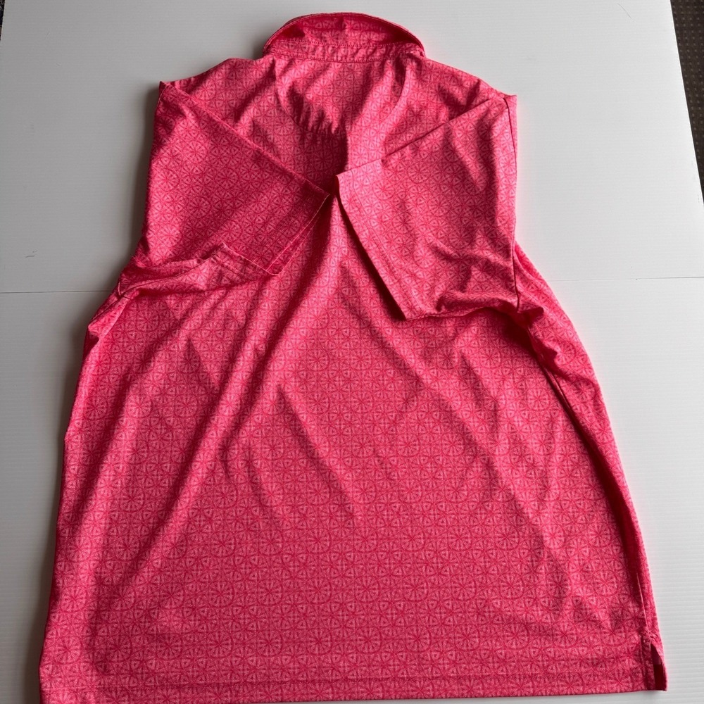 Callaway Mens XXL Opti-Dri Polo Shirt Pink Geometric Pattern Short Sleeve Golf - Picture 4 of 7